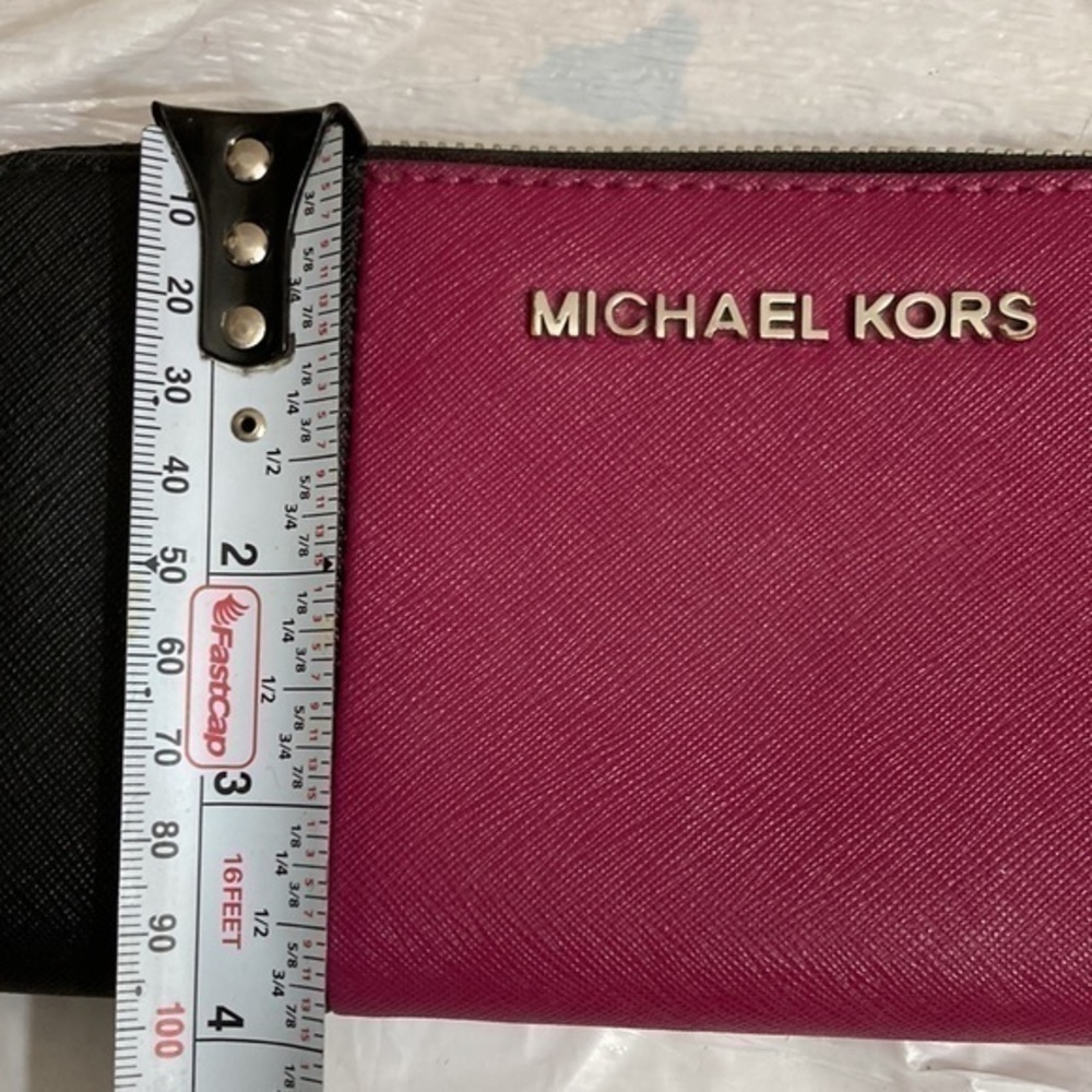 Michael kors pink black color block zipper clutch wallet - Picture 4 of 8